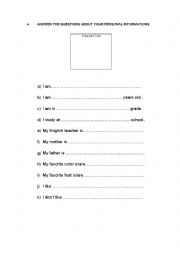 English Worksheet: Personal Inflrmations