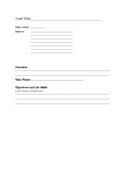 English Worksheet: Theme Unit Planner