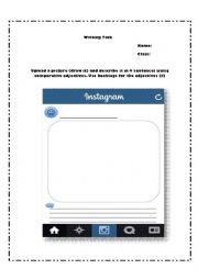 English Worksheet: WRITING TASK; INSTAGRAM Describing a picture using comparative adjectives
