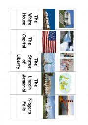English Worksheet: memory game USA sights