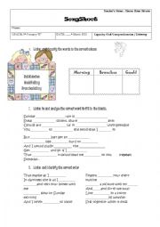 English Worksheet: Songsheet