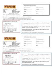 English Worksheet: Song Paradise by Coldplay