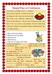 English Worksheet: Simple Past or Continuous 1