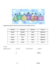 English Worksheet: Science vocabulary uses article a-an