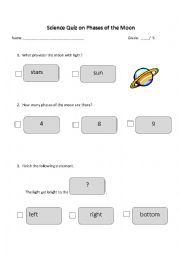 English Worksheet: Moon Phases with Pictures
