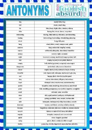 English Worksheet: Antonyms