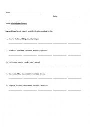 English Worksheet: alphabetical order