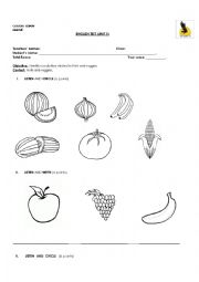 English Worksheet:  Fruits