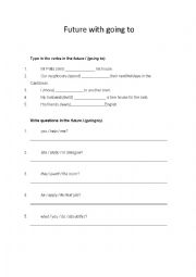 English Worksheet: Future with Will or Going to