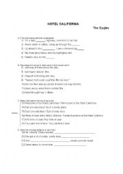 English Worksheet: Hotel California worksheet