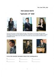 English Worksheet: The Good Wife s3e10 Bad