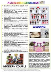 Picture-based conversation : topic 91 - wedding vs modern couple.
