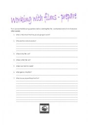 English Worksheet: Prepare to watch a film