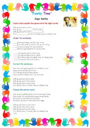 English Worksheet: **Family Time- Ziggy Marley**