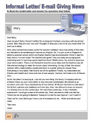 Informal letter / E-mail giving news
