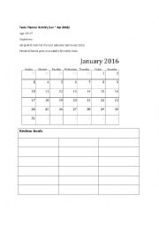 English Worksheet: Tasks Planner 2016 (Jan to Apr)