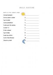 English Worksheet: Daily Routine 