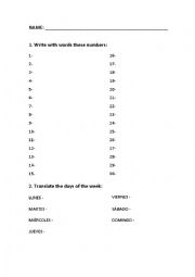 English Worksheet: Numbers and autumn vocabulary