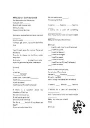 English Worksheet: Miley Cyrus - Cant be tamed