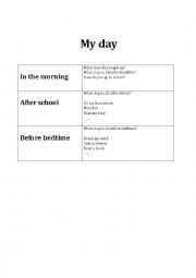 English Worksheet: talk about my day