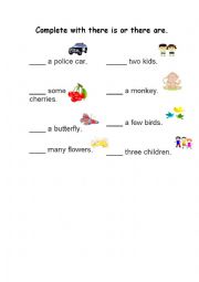 English Worksheet: There is and There are