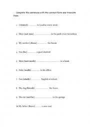 English Worksheet: Present simple and to be