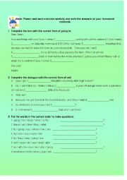 English Worksheet: WILL-GOING TO