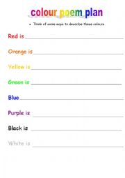 English Worksheet: poem colour form