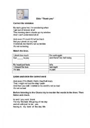 English Worksheet: Thank you by Dido