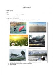 English Worksheet: weather and season