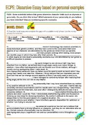 English Worksheet: Discursive essay: opinion essay based on personal examples