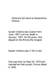 English Worksheet: Queen Victoria reading activity