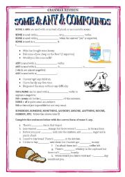 English Worksheet: GRAMMAR REVISION 2 - SOME AND ANY with key