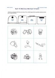 English Worksheet: recycling game