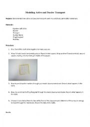 English Worksheet: Modeling Active and Passive Transport