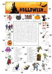 Halloween match and wordsearch