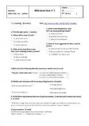 English Worksheet:  bac mid-term test 1