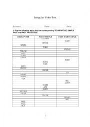 English Worksheet: Irregular Verbs in English