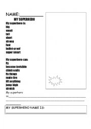 Superhero worksheet