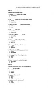 Test Present Continuous vs Present simple