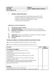english secondary schools 2 lesson-plan - ESL worksheet by loubaba