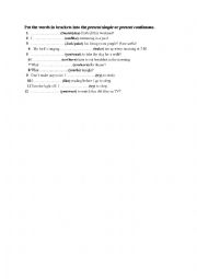English Worksheet: present simple or present continuous.