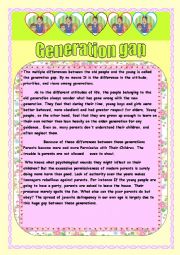 reading  comprehension :Generation gap
