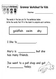 Grammar Worksheet for Kids