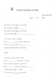 Worksheet for a song