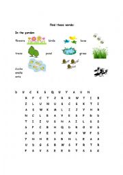 English Worksheet: Word Search In the garden