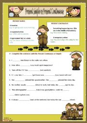English Worksheet: Simple Present Tense and Continuous