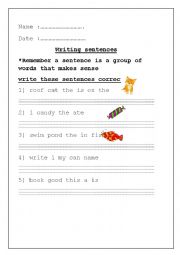 English Worksheet: sentences correct order
