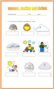English Worksheet: SEASONS, WEATHER AND CLOTHES