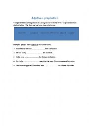 English Worksheet: adjective+preposation